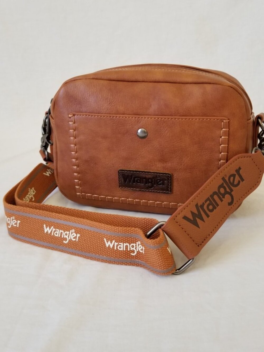NWT! Wrangler Brown Faux Leather Purse Shoulder Crossbody Bag w/Detachable Strap